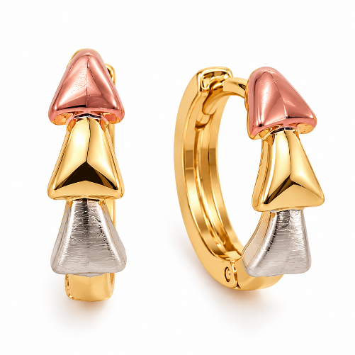 Tri Colour Triangle 18ct Gold Plated Click Hoop Earrings – XUPING.UK