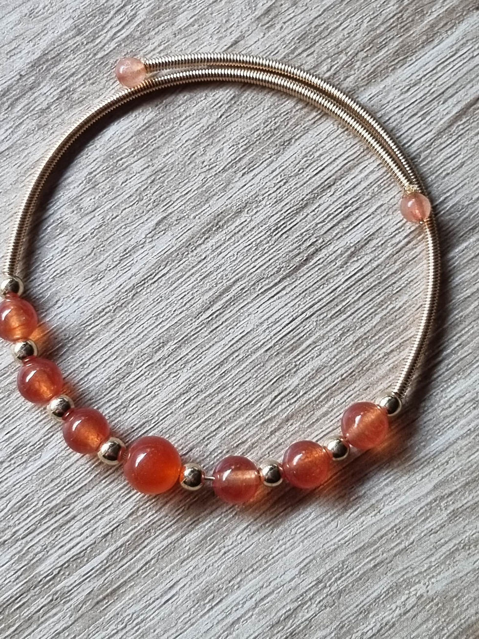 Bracelet Red agat gold-plated 18ct