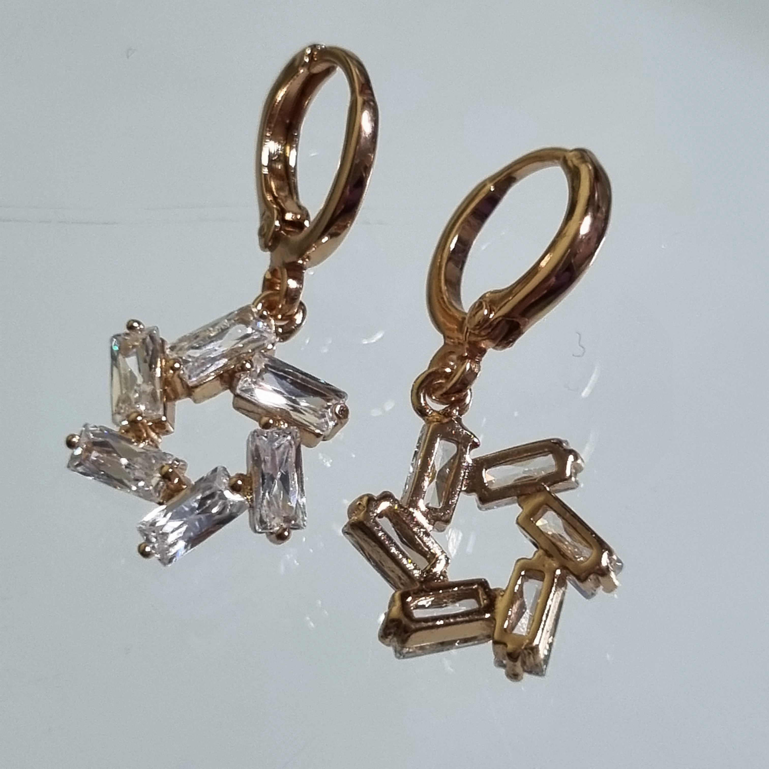Elegant floral crystal zirconia earrings with secure hinged hoop clasp