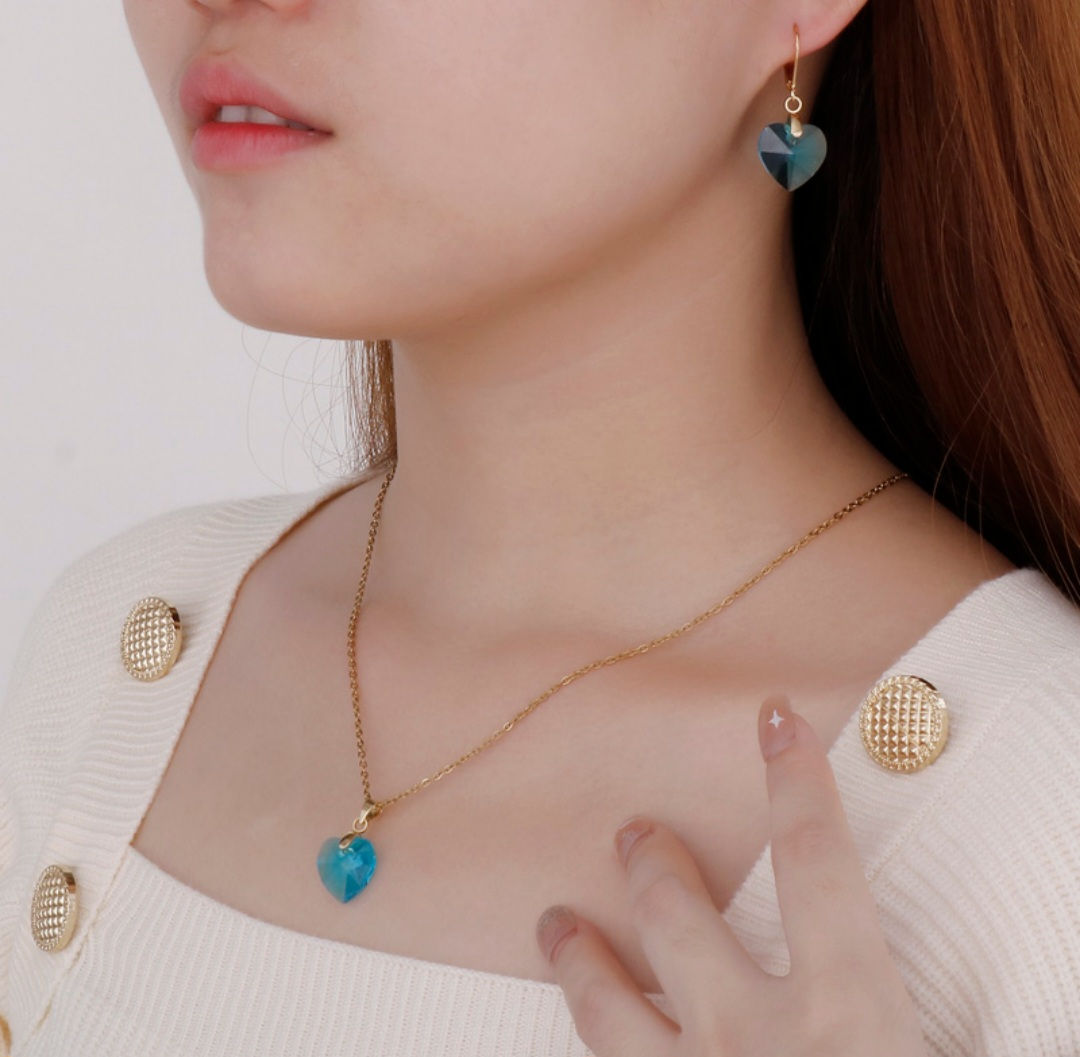 Set Crystal Blue gold-plated 