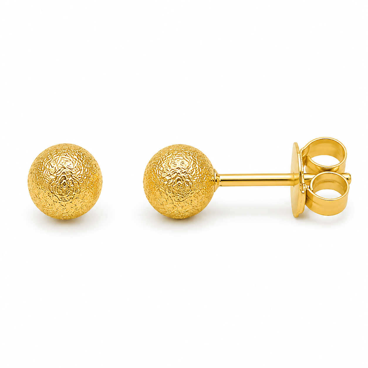 XUPING.UK 4mm textured ball stud earrings, 24ct gold-plated environmental copper jewellery