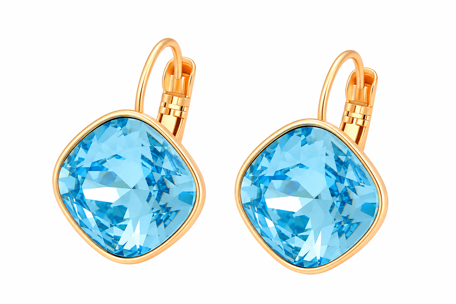 Blue Crystal 18ct Gold Plated Latch Back Earrings – XUPING.UK