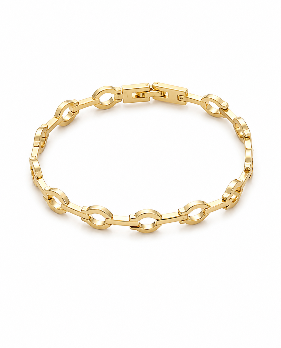 Xuping 14ct gold-plated women's bracelet with geometric links worn on the wrist