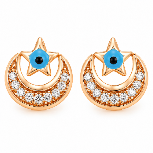 White stone 18ct gold-plated earrings in environmental copper – XUPING.UK