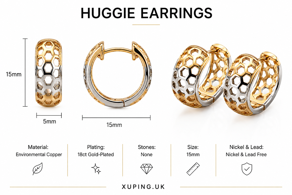Thumbnail: XuPing multicolour gold plated huggie earrings, 15 mm – XUPING.UK