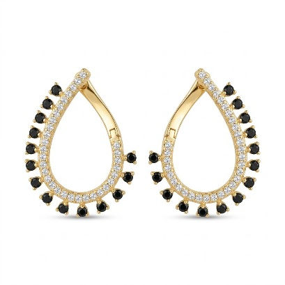 Black & White Cubic Zirconia 14ct Gold Plated Ear Jacket Earrings – XUPING.UK