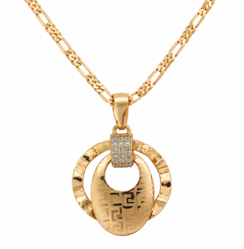 Greek Key white stone 18ct gold plated necklace – XUPING.UK