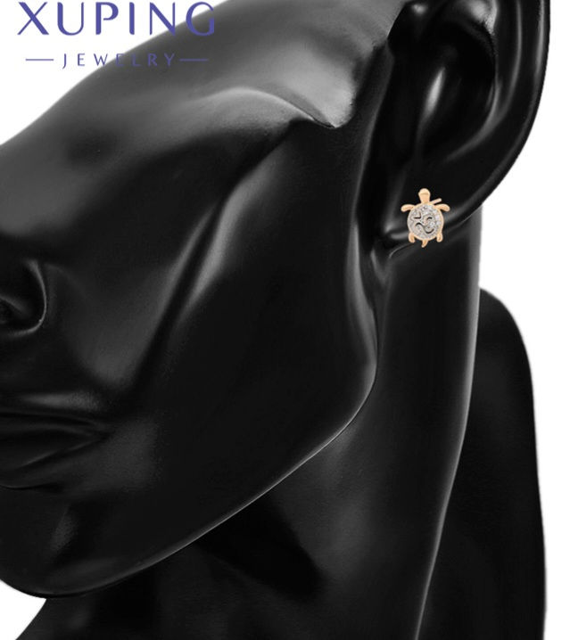 Thumbnail: White turtle jewellery 18ct gold-plated earrings