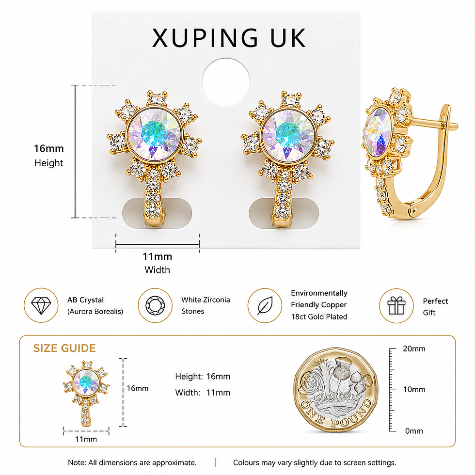 Thumbnail: Xuping 18ct gold plated AB crystal drop earrings size and product details