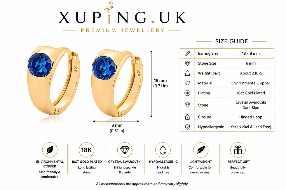 Thumbnail: 18mm dark blue crystal hoop earrings