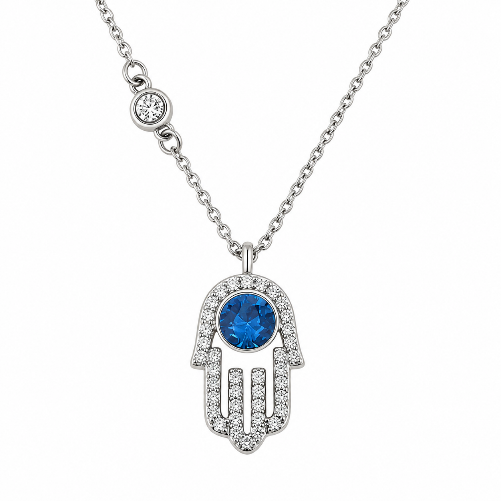Rhodium plated dark blue crystal necklace by XUPING