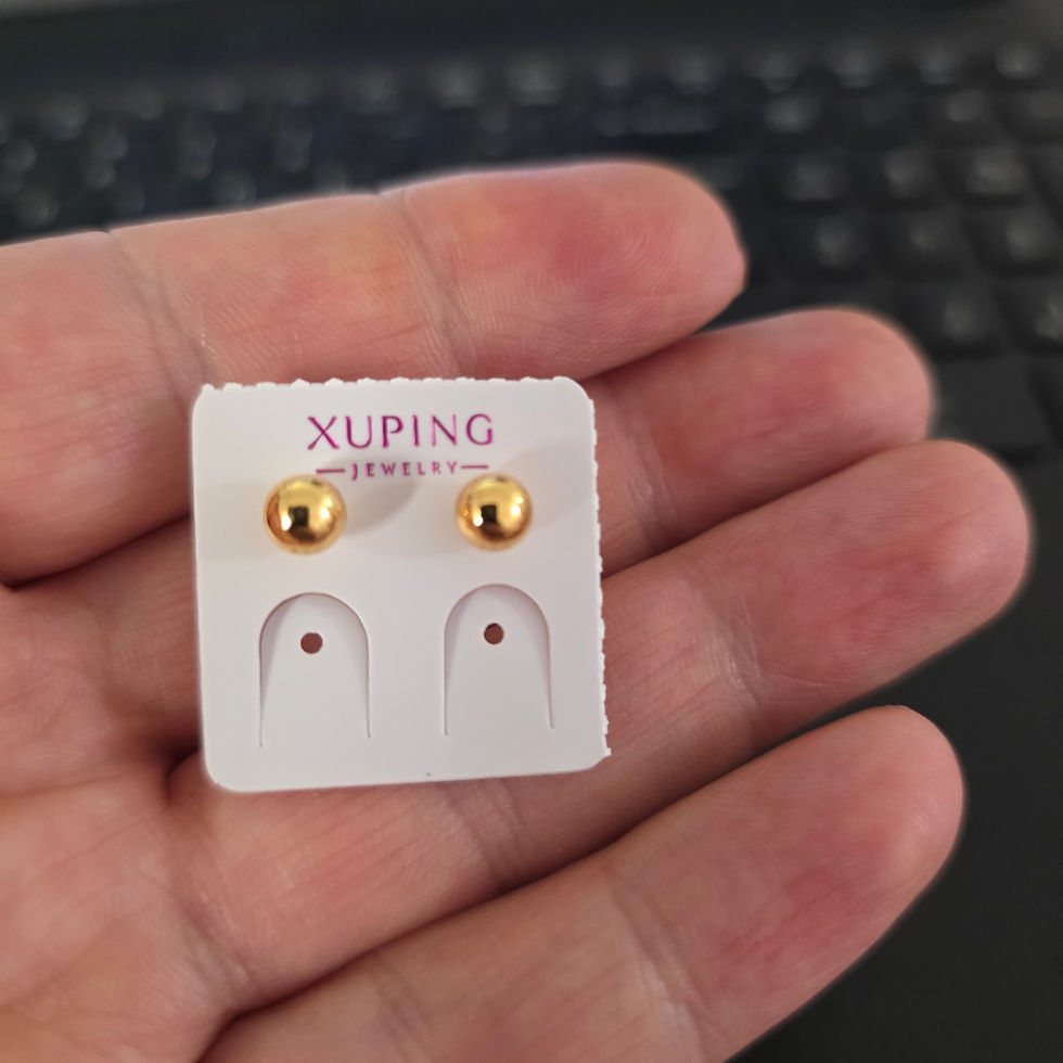 Thumbnail: Polished gold ball stud earrings on XUPING jewellery card