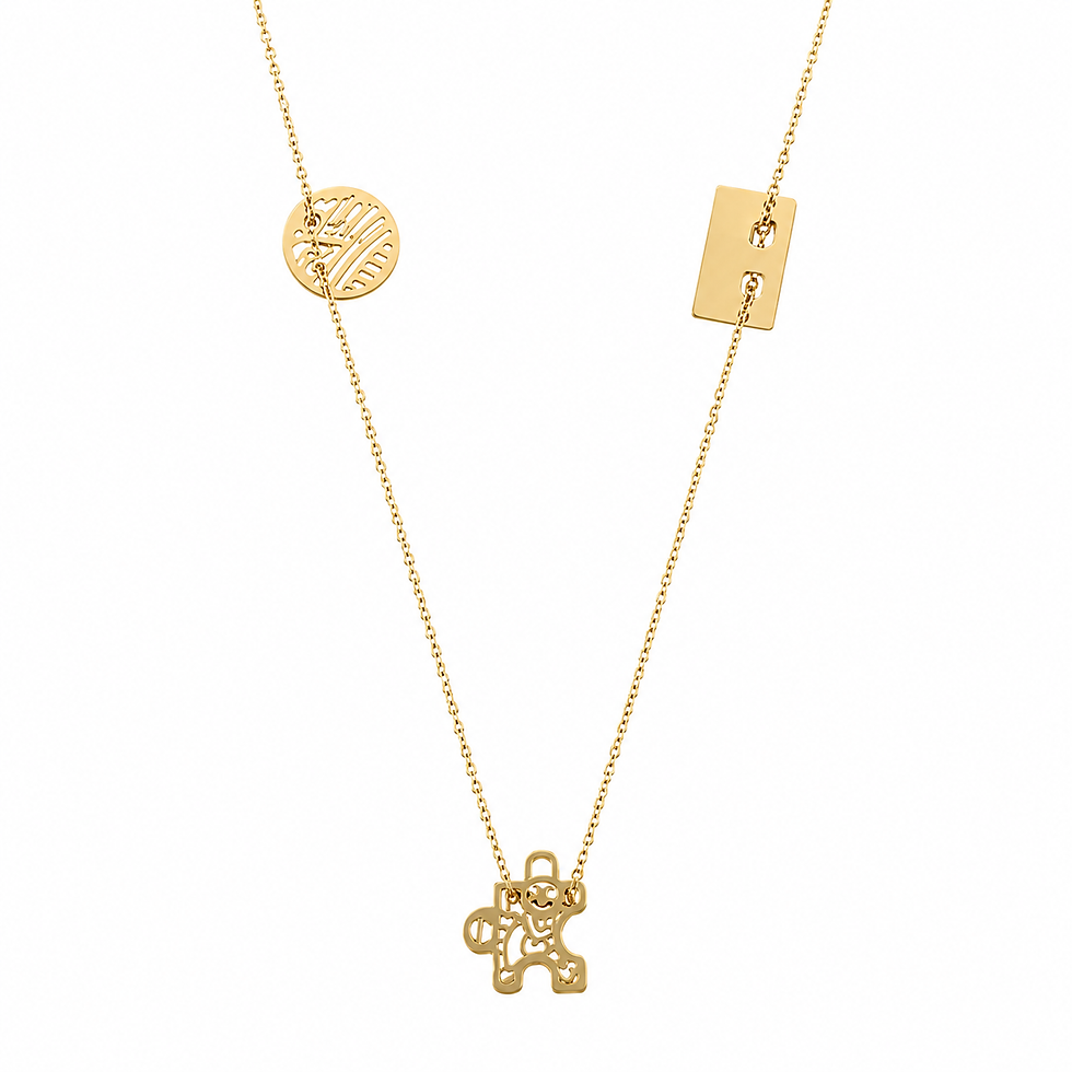Thumbnail: 14K gold colour celebrity charm necklace in Stainless Steel