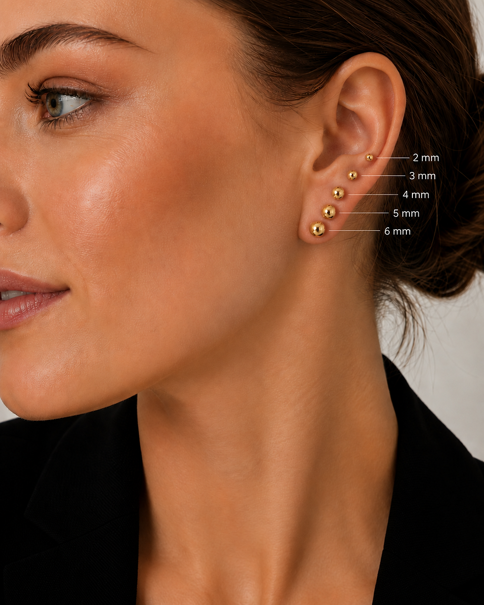 Thumbnail: 4mm environmental copper ball stud earrings with gold colour plating | XUPING.UK