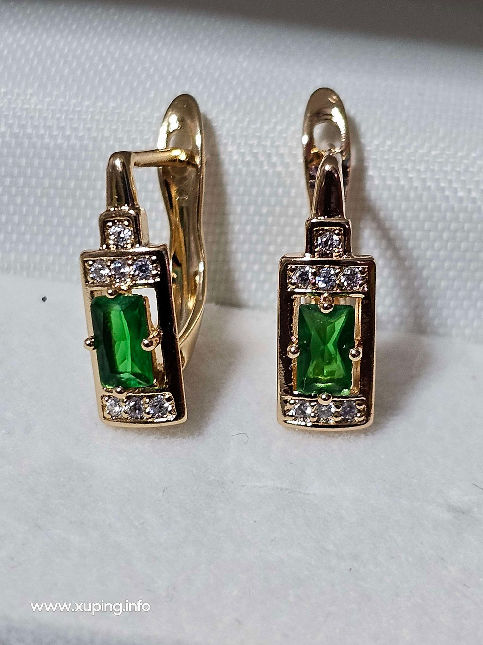 Thumbnail: Zirconia Stones Elegant Xuping Green Zirconia Earrings in 18K Gold Colou