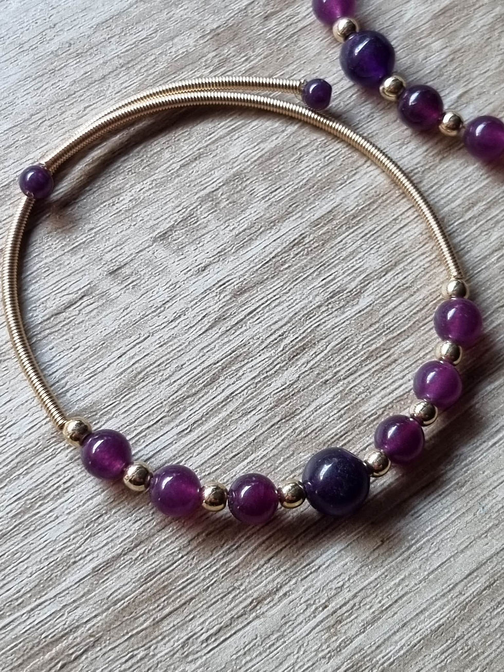 Bracelet Ametyst gold-plated 18ct