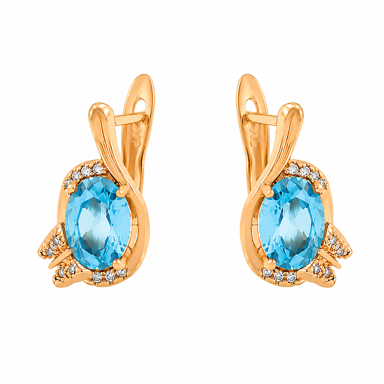 Aquamarine earrings by XuPing with 18ct gold colour plated finish – XUPING.UK