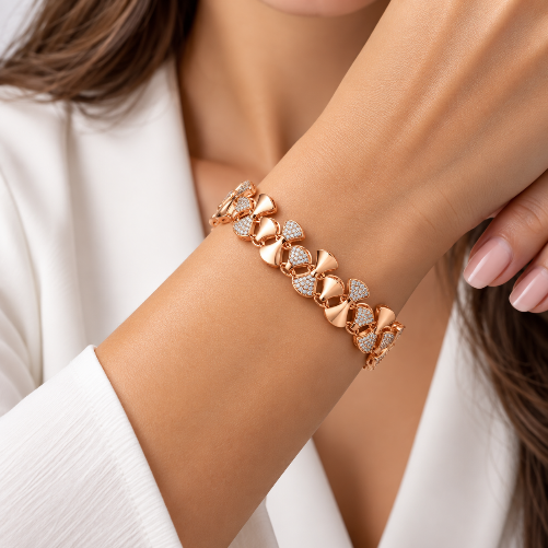18ct gold-plated bracelet with white cubic zirconia detailing – XUPING.UK