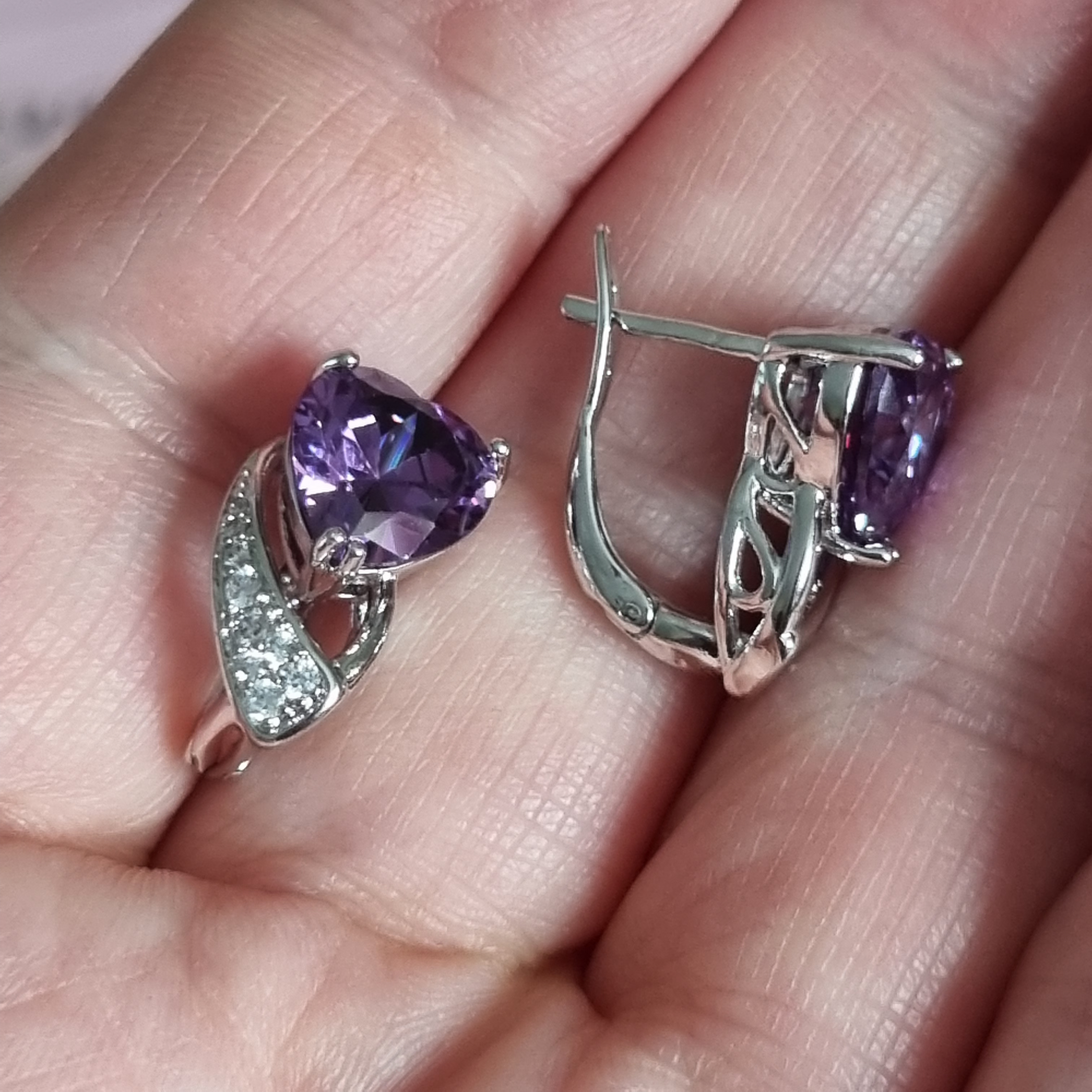 Earrings Violet rhodium color