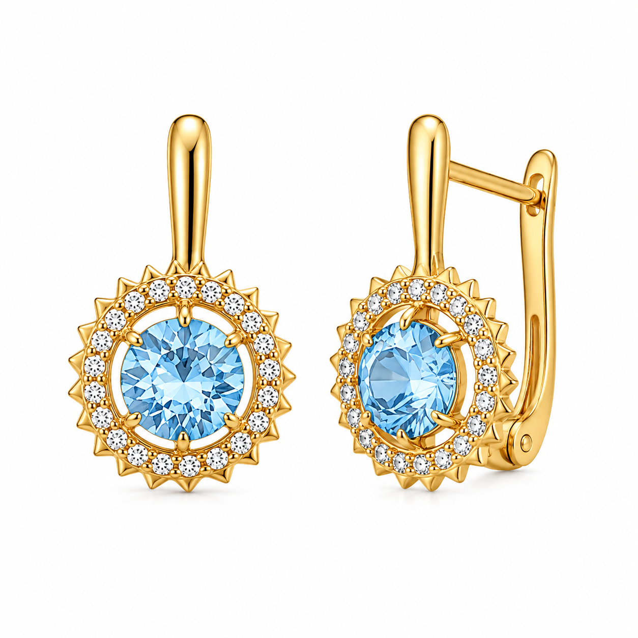 Xuping UK 18ct gold plated baby blue crystal earrings with cubic zirconia