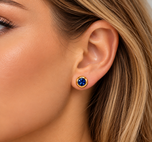 Thumbnail: Sapphire Crystal 18ct Gold Plated Stud Earrings detail – XUPING.UK