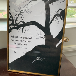 Framed postcard with Emerson quote.
