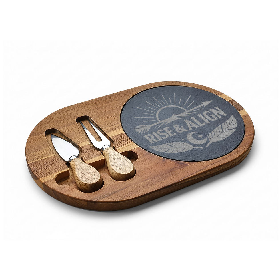 Thumbnail: Rise & Align – Engraved Bamboo Charcuterie Board with Slate