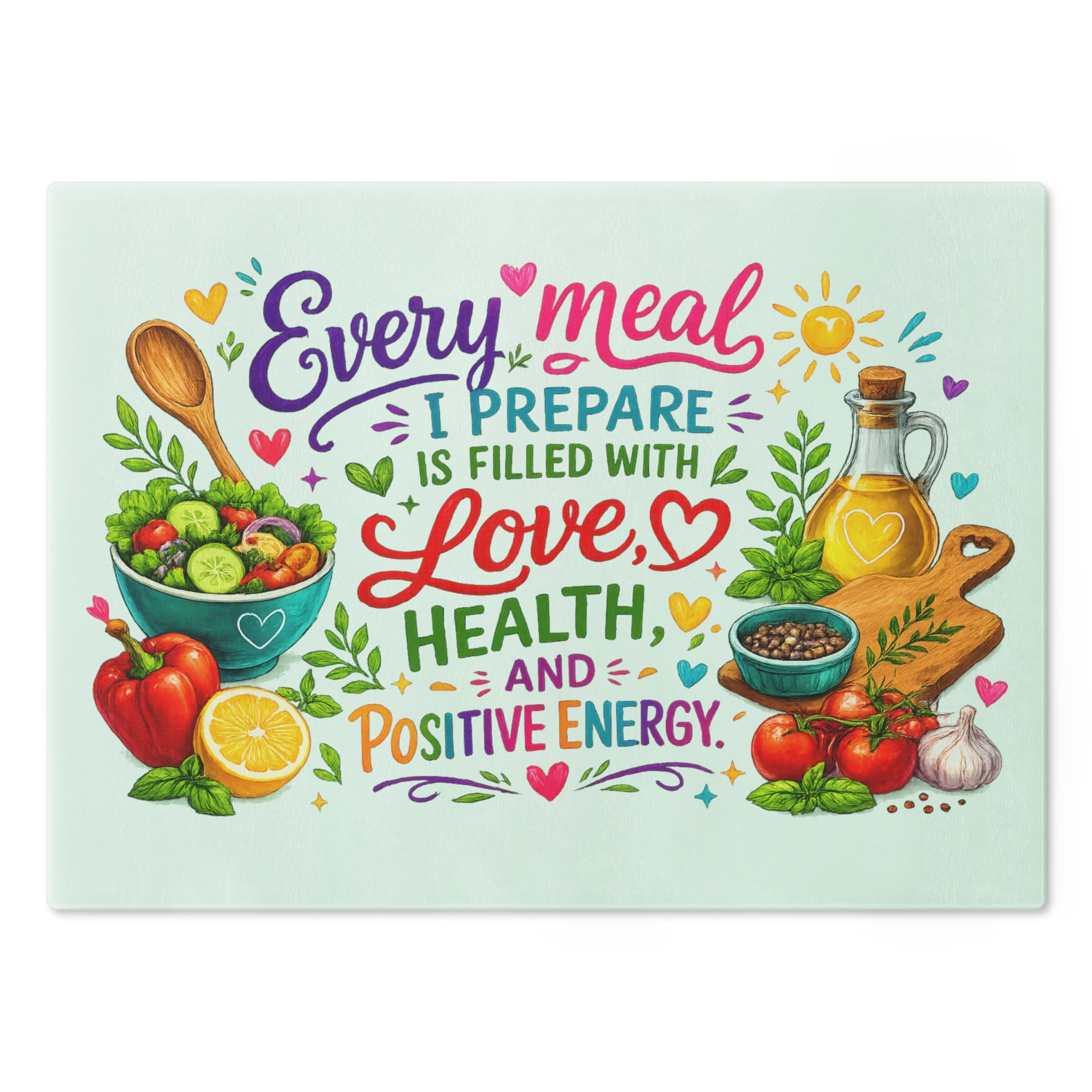 Every Meal I Prepare Is Filled With Love & Positive Energy Cutting Board