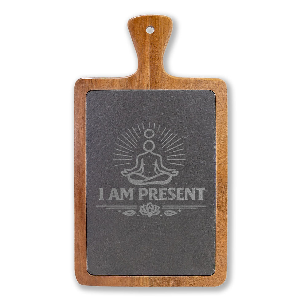 Thumbnail: I Am Present – Engraved Bamboo Charcuterie Board with Slate