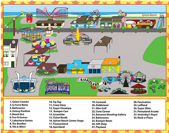 Park Map Of Sylvan Beach Amusement Park