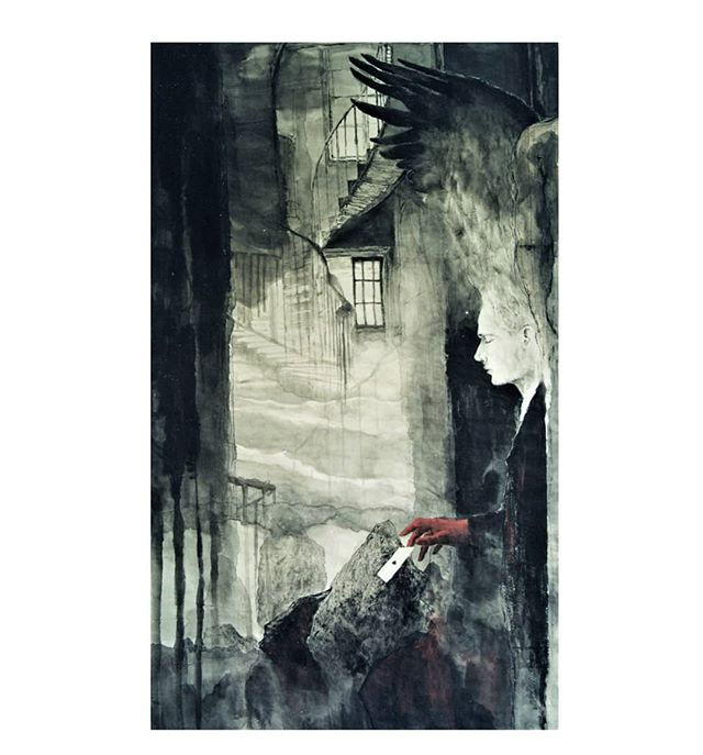 Enjeu, ink on paper,_90x180 cm_2000, _tanjianchung _#peinturecontemporaine _#painting #peintre #artw