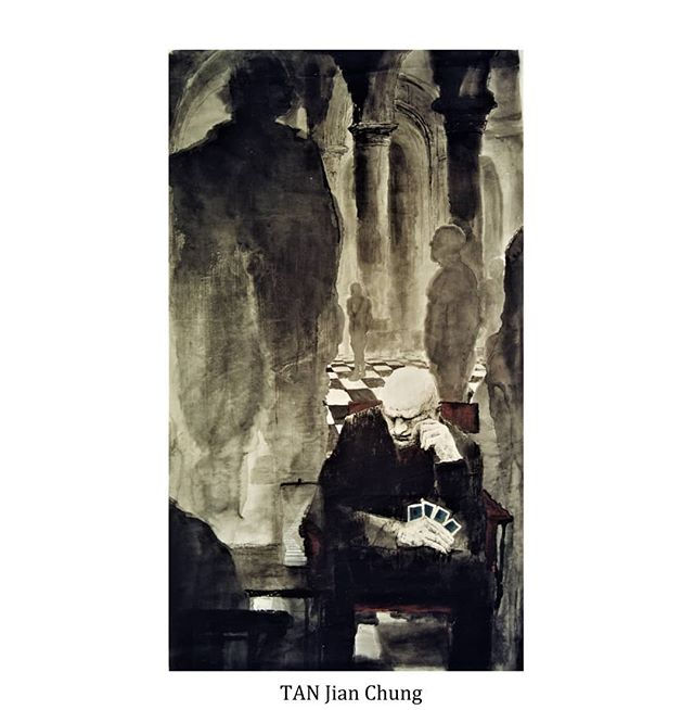 Enjeu, _painting, ink on paper,_90x180 cm, _2000,_ TAN Jian-Chung, __tanjianchung ._._