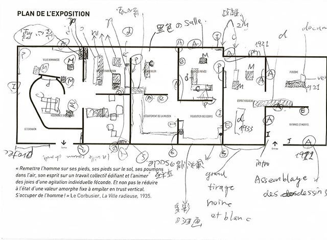 Plan of the exhibition, Le Corbusier-2015, Centre Pompidou, Paris, _Traveler's Notebook_._