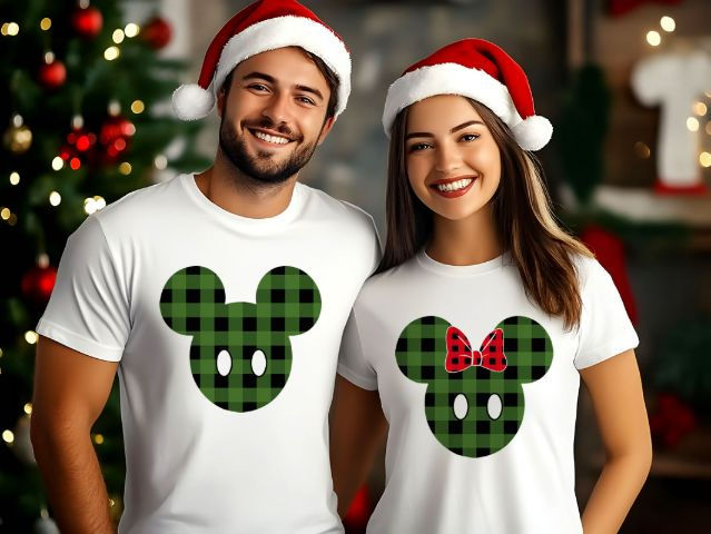 Miniatura: 452 - Mickey e Minnie Natal Casal Camisetas