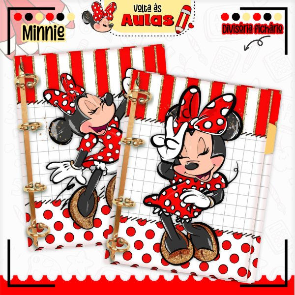 Miniatura: 556 - Minnie - Caneca Escolar Volta às Aulas Etiquetas Toalhinha Squeeze