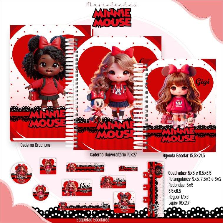 Miniatura: 569 - Minnie - Etiquetas Escolar Volta às Aulas