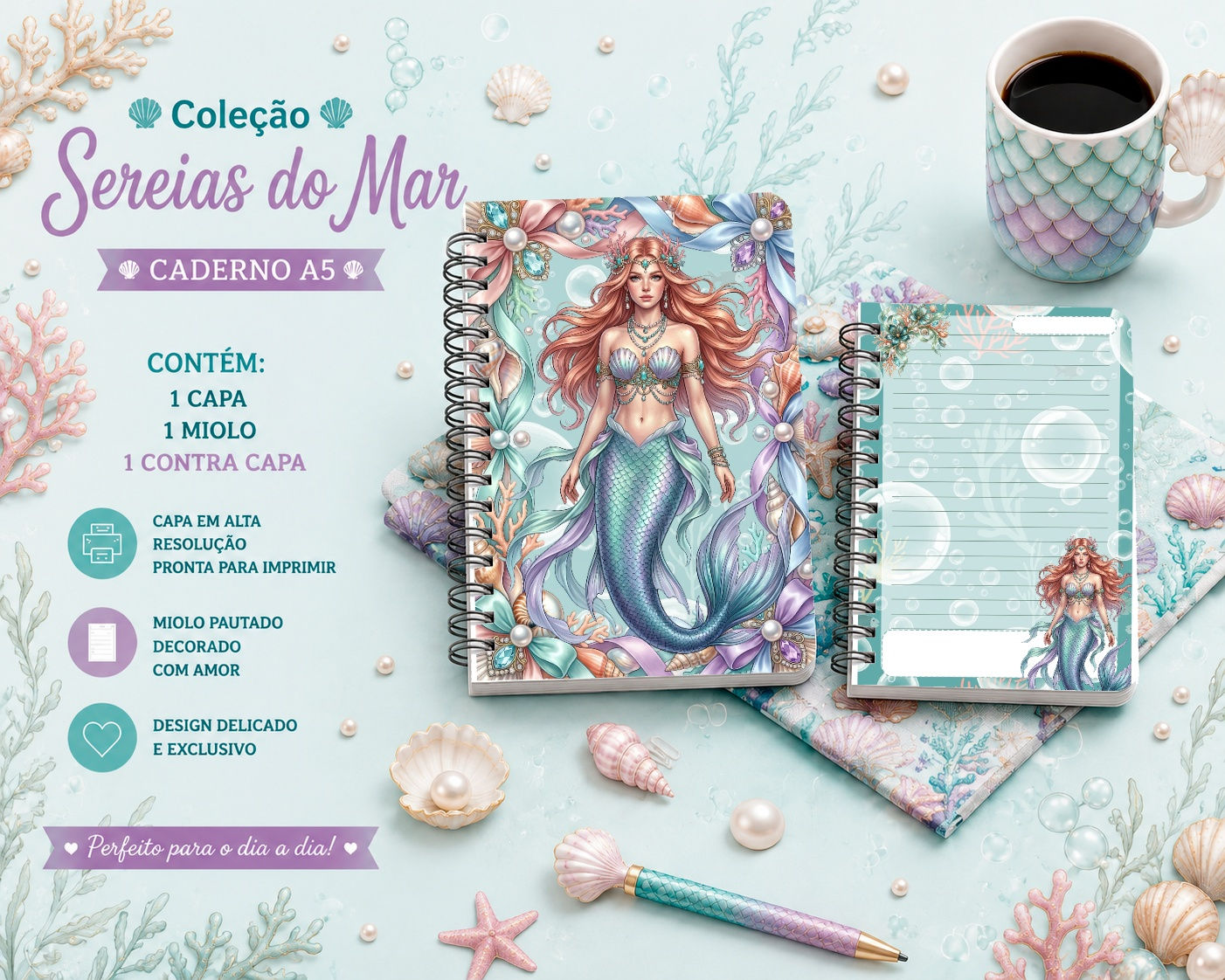 Sereias - Encadernação - Cadernos -  24
