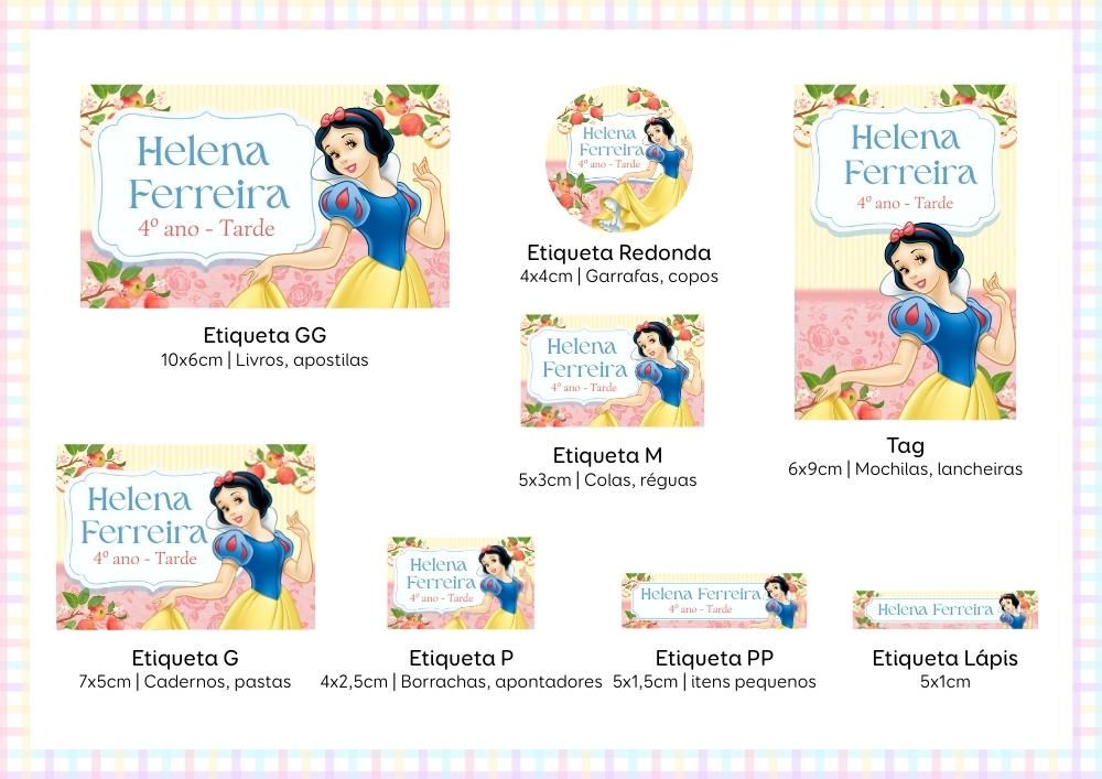 343 - Branca de Neve - Etiquetas PNG e Brinde Canva