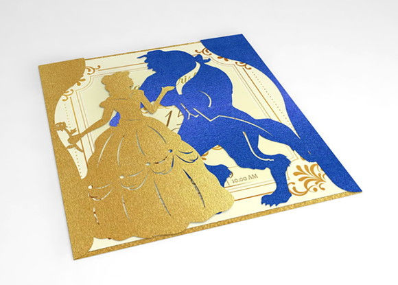 880 - A Bela e a Fera - Convite Festa Pronta Papelaria