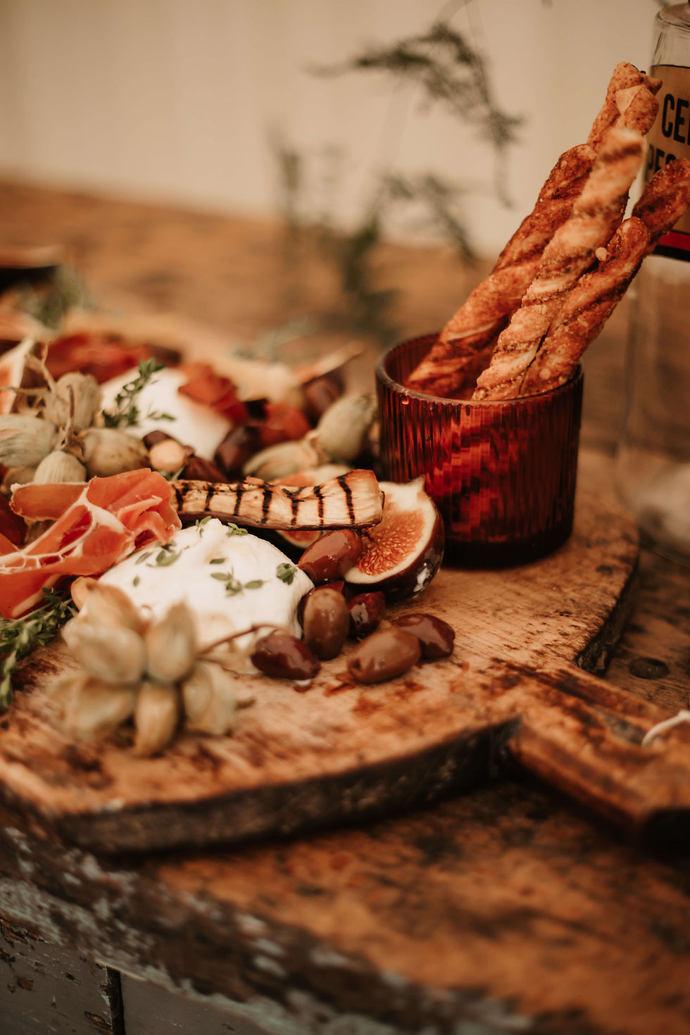 Mini sharing Italian food on rustic wooden boards