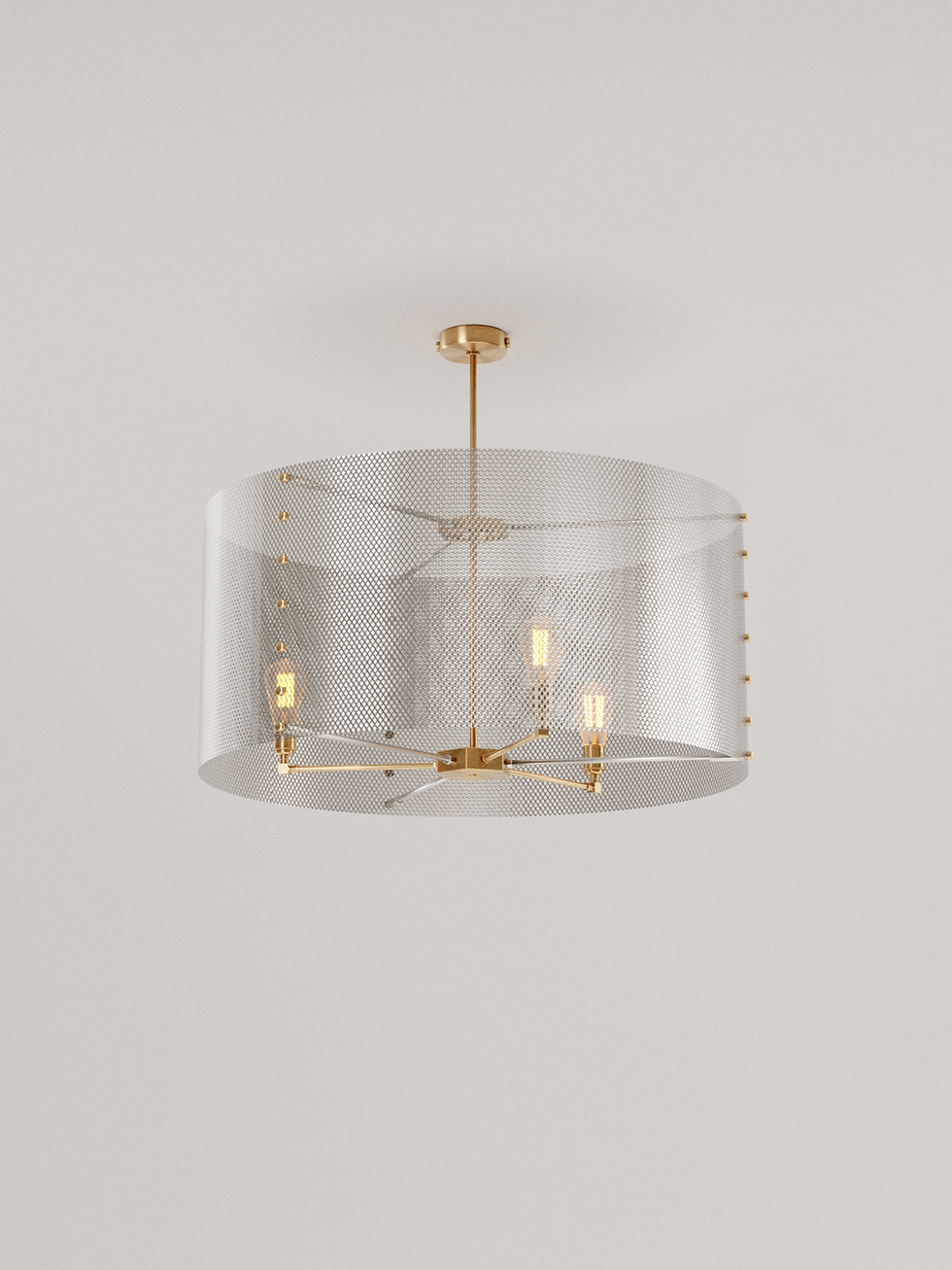 Industrial suspension Trapenard in stainless steel and brass by Marine Breynaert