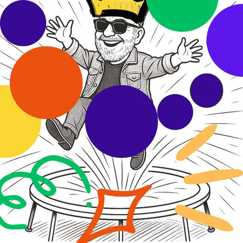 Chris on a cretaive trampoline