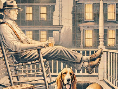 Man on back porch illustration ofr Studio jijiji blog