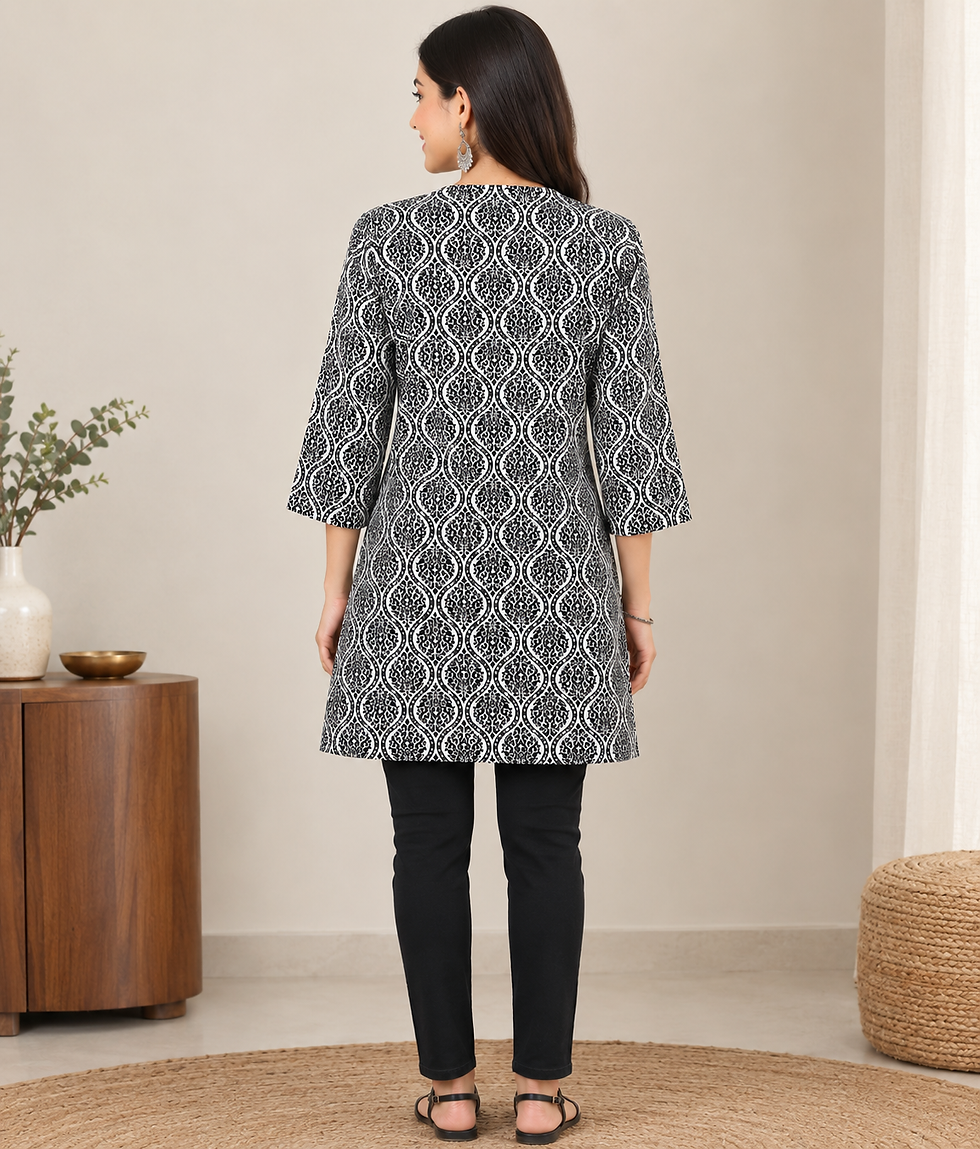 Thumbnail: Glamvila Charcoal Charm Indo-Western Tunic