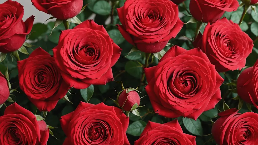 Close-up of vibrant red roses