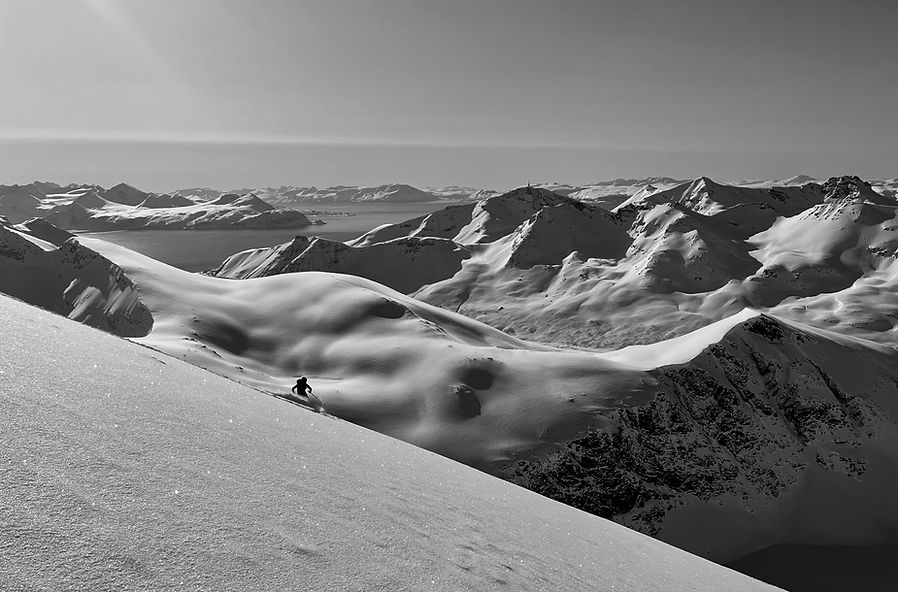 Ski touring Norway based on the arctic island of Arnøya.
