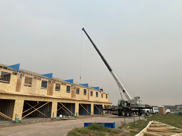 Boomer Crane Service assisting with new residential development project