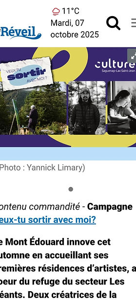Le réveil 2025 article Résidence d'artistes Mont Édouard
