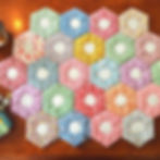 Hexagon folded fabrics patchwork quilt