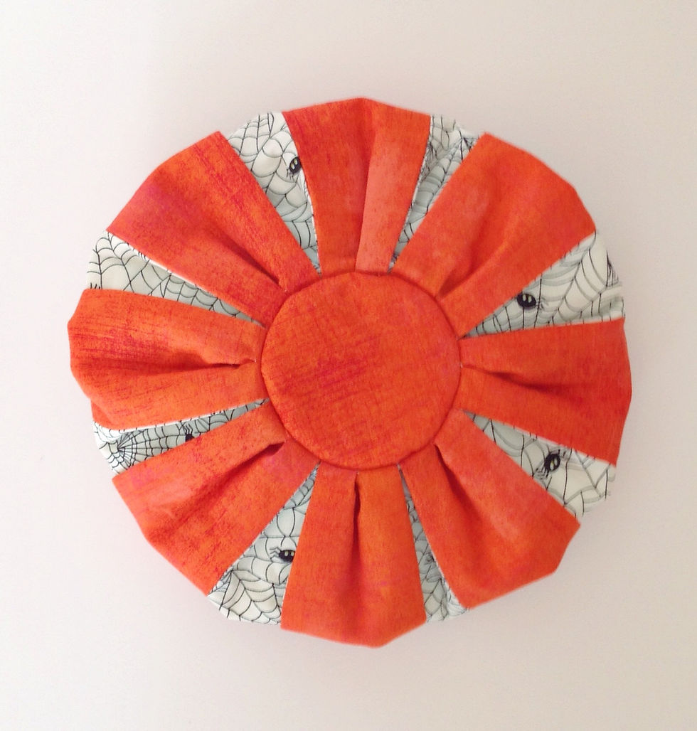 Thumbnail: Base of Pumpkin Shape Bag Sewing Pattern: Patchwork Trick n Treat Drawstring Pouch (PDF)